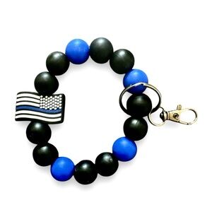 Black and Blue Police Flag Silicone Wristlet